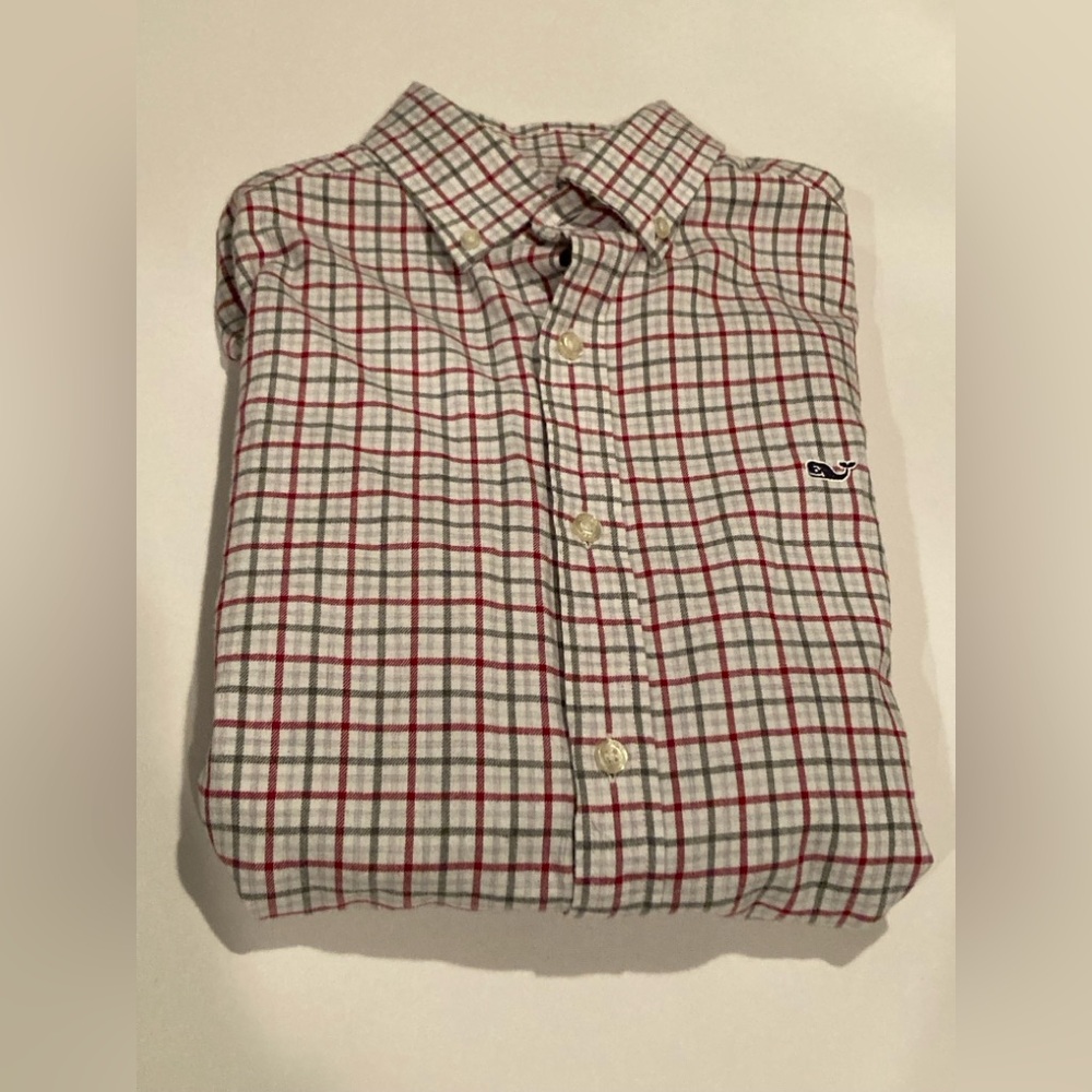 Vineyard Vine’s Men’s Long Sleeve Button Down Whale Shirt Red White Flannel - Picture 2 of 7